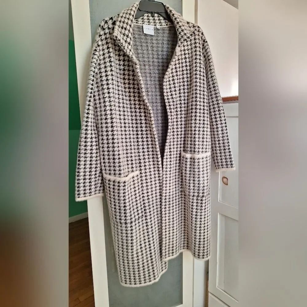 Venus L Houndstooth Open Duster Knit Sweater - Picture 6 of 9